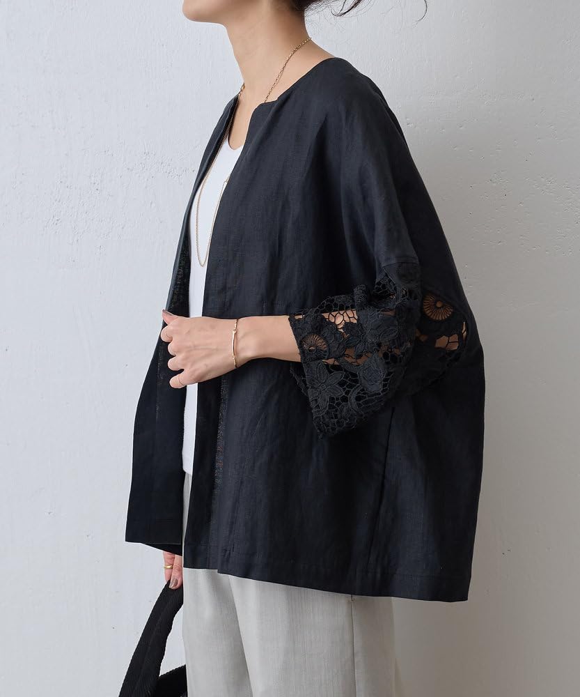 Amazon | [BEARDSLEY] [ビアズリー] 袖レースリネン羽織り